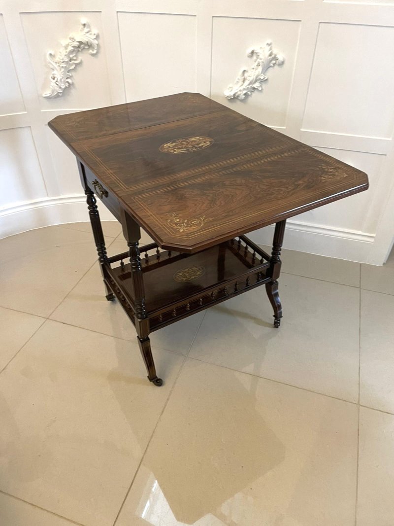 Outstanding Quality Antique Victorian Rosewood Inlaid Centre Table - Image 5